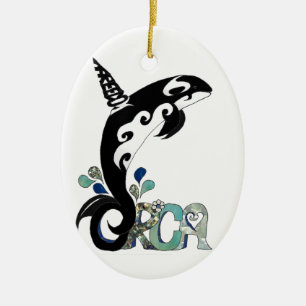 Orca Freedom Art Ceramic Ornament