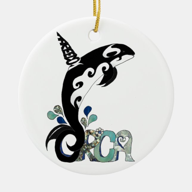 Orca Freedom Art Ceramic Ornament (Front)