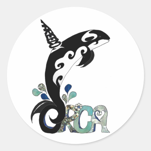 Orca Freedom Art Classic Round Sticker (Front)
