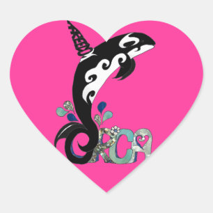Orca Freedom Art Heart Sticker