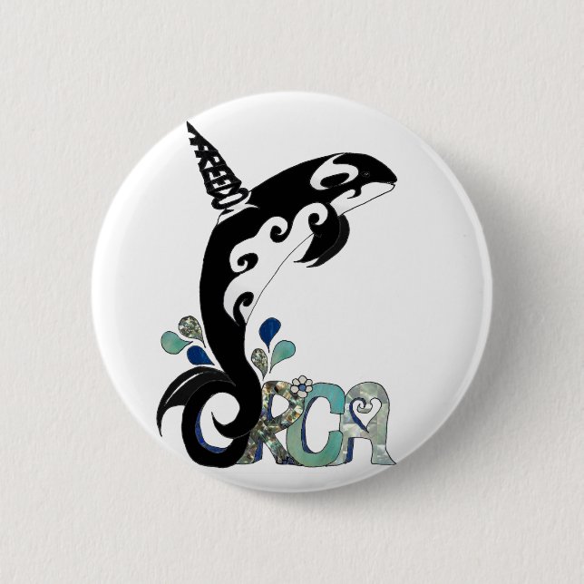 Orca Freedom Art Pinback Button (Front)