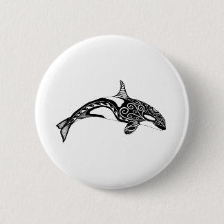 Orca - Hand Drawn - Black and White Button