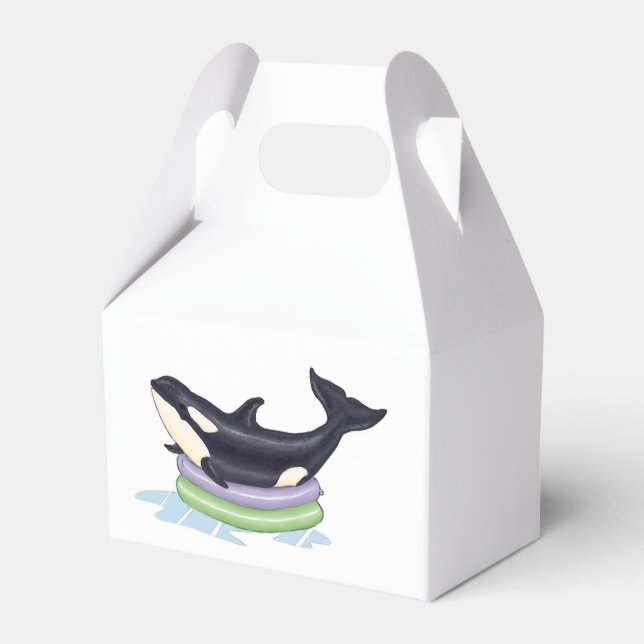 Orca in a kiddie pool favor boxes (Front Side)