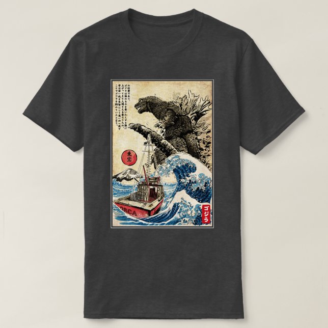 Orca in Japan Tapestry T-Shirt (Design Front)