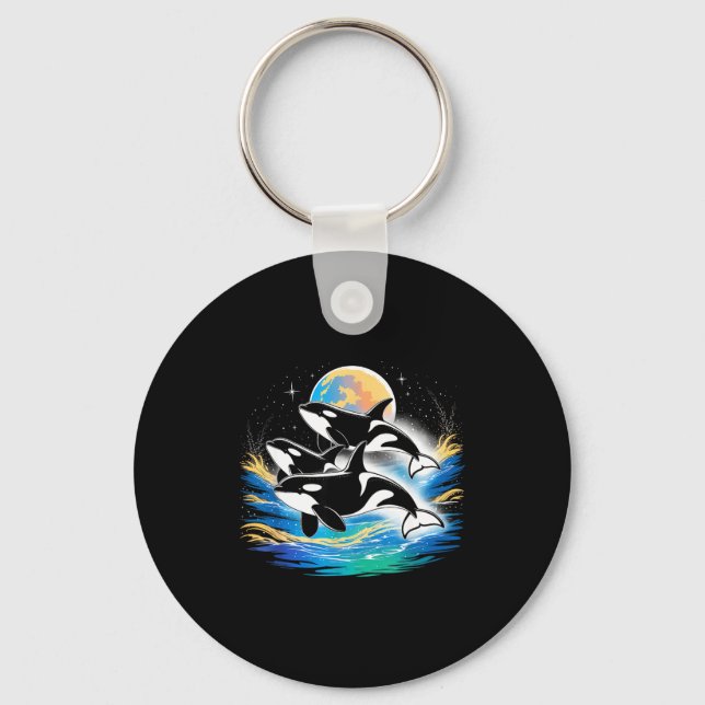 Orca in space, planets, stars, wall lovers Orca in Keychain (Front)