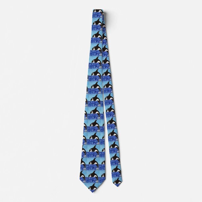 Orca in the Blue Painting Neck Tie (Front)