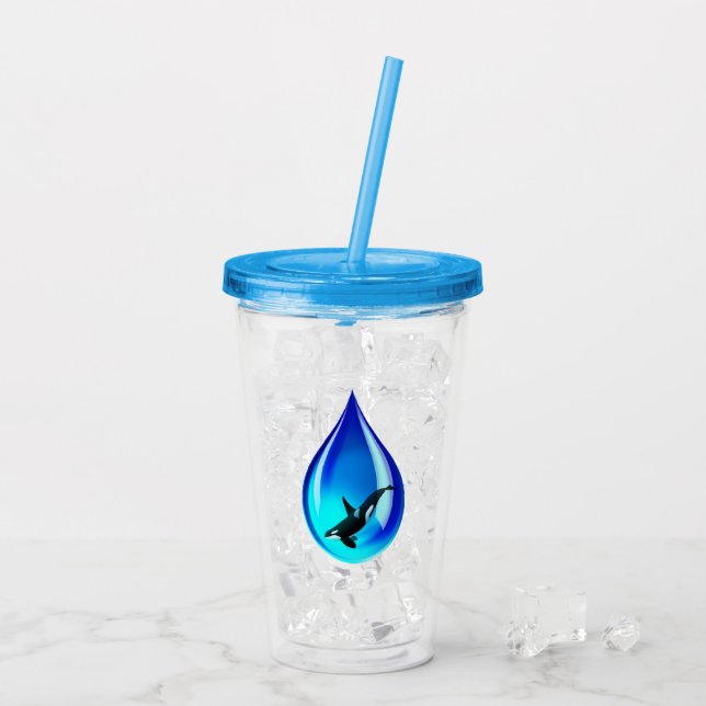 Orca in Water Drop Acrylic Tumbler (Back Ice)