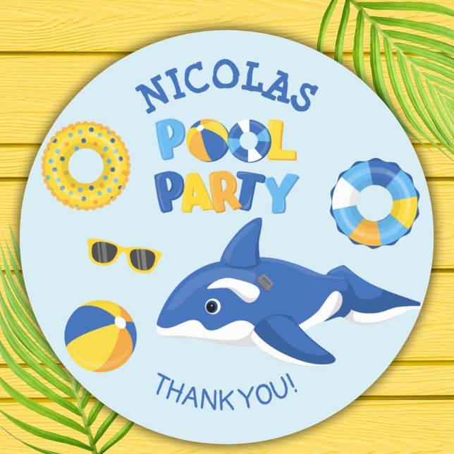 ORCA INFLATABLE POOL PARTY CLASSIC ROUND STICKER (Creator Uploaded)