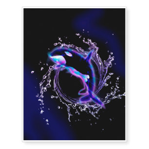 Orca jumping by a circle made of water temporary tattoos