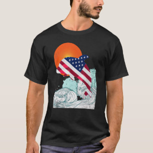 Orca Killer Whale American Flag Patriotic Happy 4t T-Shirt
