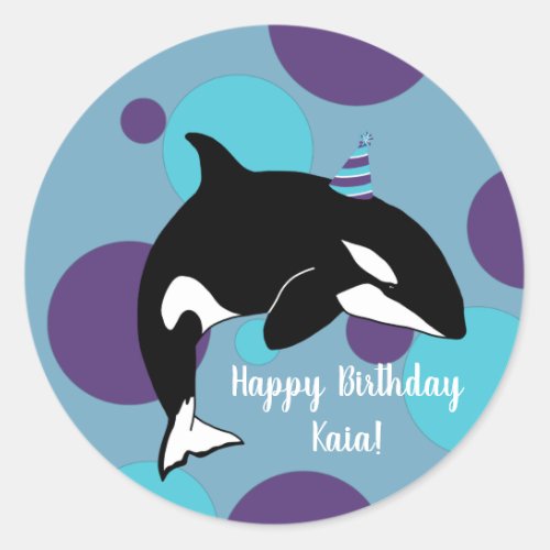 Orca Killer Whale Birthday  Classic Round Sticker