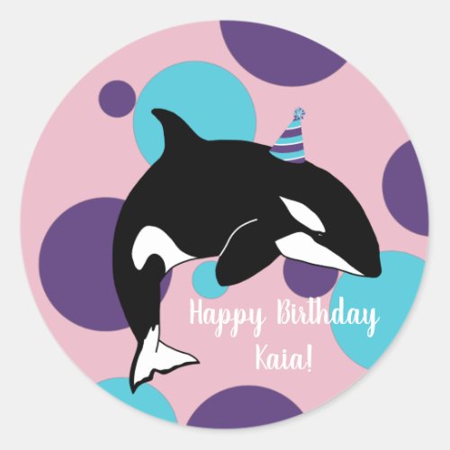 Orca Killer Whale Birthday  Classic Round Sticker