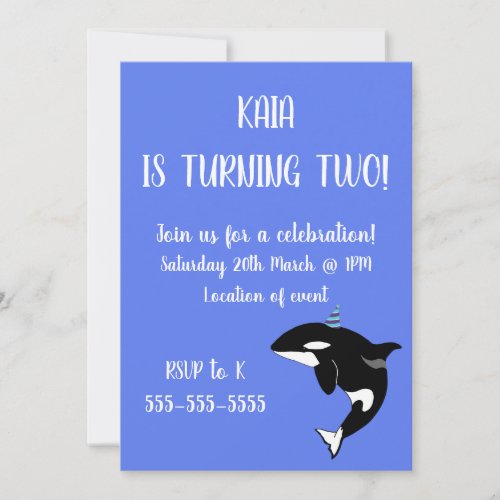 Orca Killer Whale Birthday  Invitation