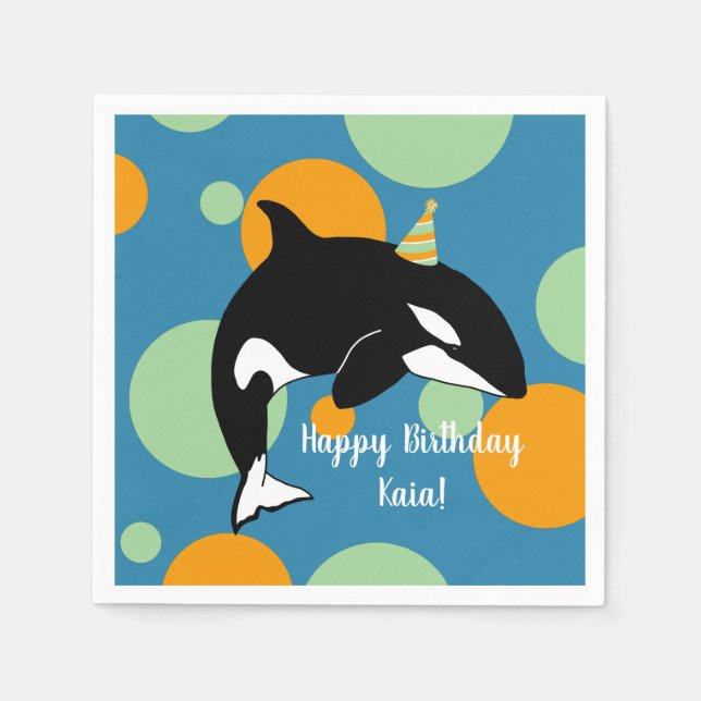Orca Killer Whale Birthday  Napkins (Front)