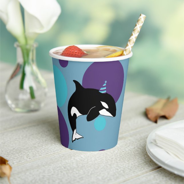 Orca Killer Whale Birthday Paper Cups (Insitu)