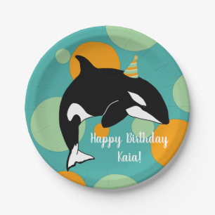 Orca Killer Whale Birthday Paper Plates