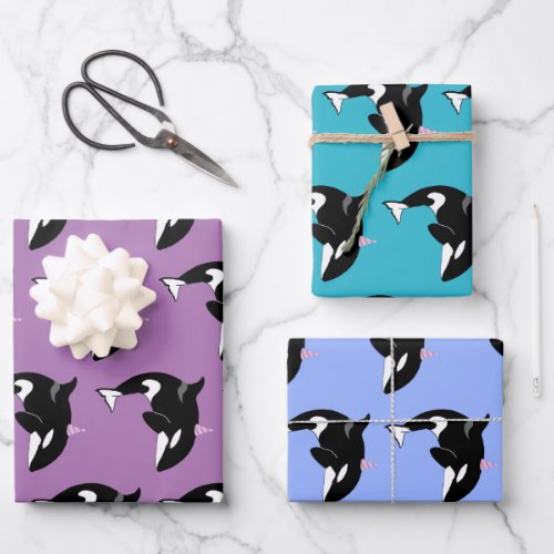 Orca Killer Whale Birthday Wrapping Paper Sheets