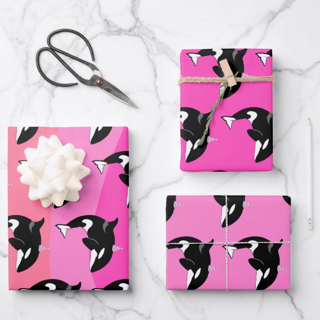 Orca Killer Whale Birthday  Wrapping Paper Sheets (Front)