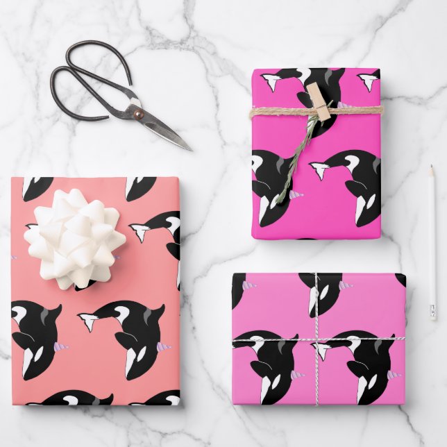 Orca Killer Whale Birthday  Wrapping Paper Sheets (Front)