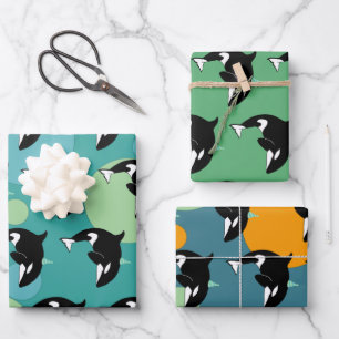 Orca Killer Whale Birthday Wrapping Paper Sheets