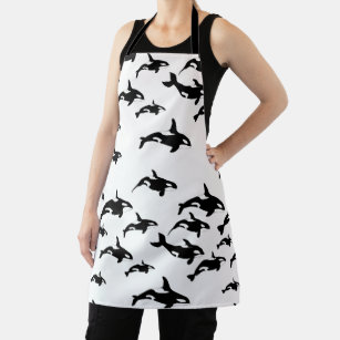 Orca Printed Apron Perfect Gift For Orca Lover Orca Pattern Apron Custom Apron With Name / Monogram Orca Print Apron