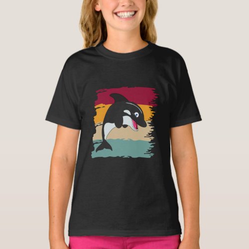 Orca Killer Whale Black White Retro Vintage Gift I T_Shirt