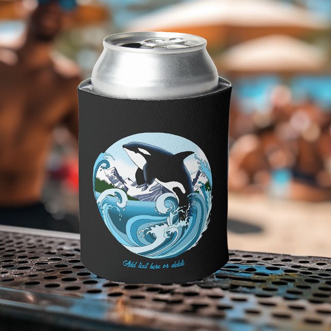 Orca Killer Whale Blue Ocean Can Cooler (Creator Uploaded)