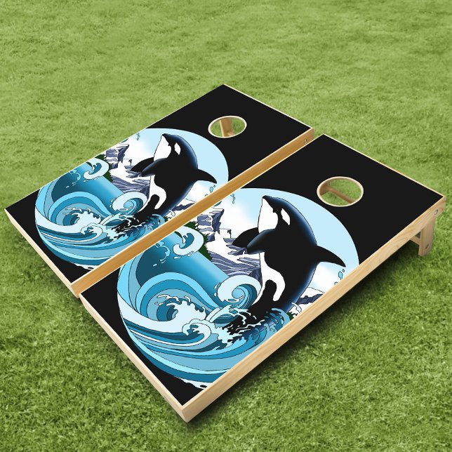 Orca Killer Whale Blue Ocean Cornhole Set (Creator Uploaded)