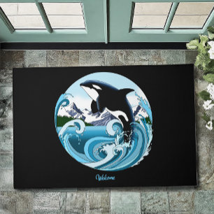 Orca Killer Whale Blue Ocean Doormat
