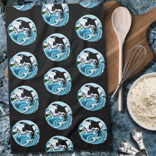 Orca Killer Whale Blue Ocean Kitchen Towel