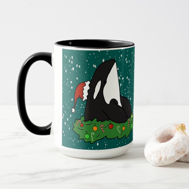 Orca Killer Whale Christmas  Mug (With Donut)