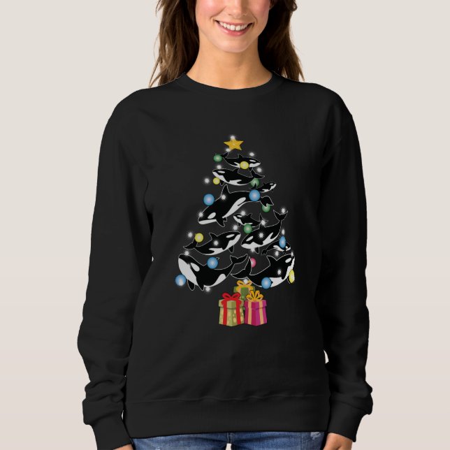 Orca Killer Whale & Christmas Tree Sweatshirt (Front)