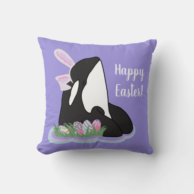 Orca Killer Whale Easter  Throw Pillow (Front)