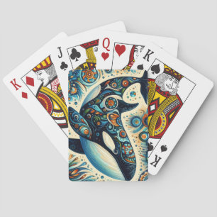 Orca Killer Whale Floral Whimsical Nautical Beach Poker Cards