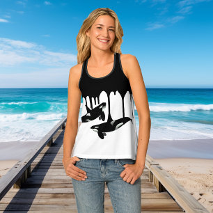 Orca Killer Whale fun Black Paint Drips Tank Top