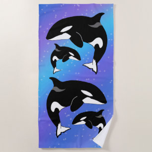 Orca Killer Whale Galaxy  Beach Towel