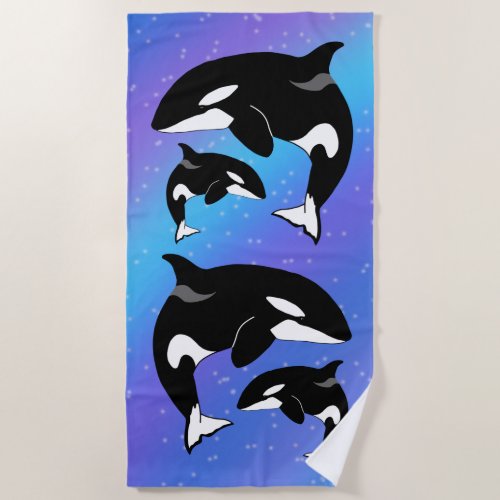 Orca Killer Whale Galaxy  Beach Towel