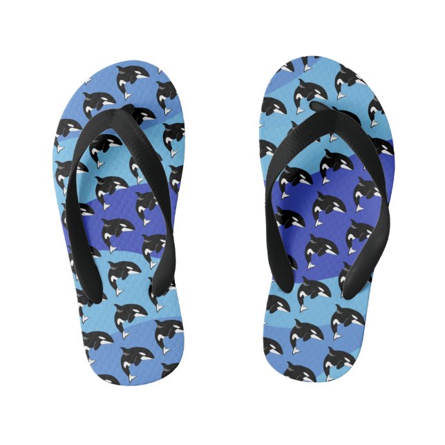 Orca Killer Whale  Kid's Flip Flops (Footbed)