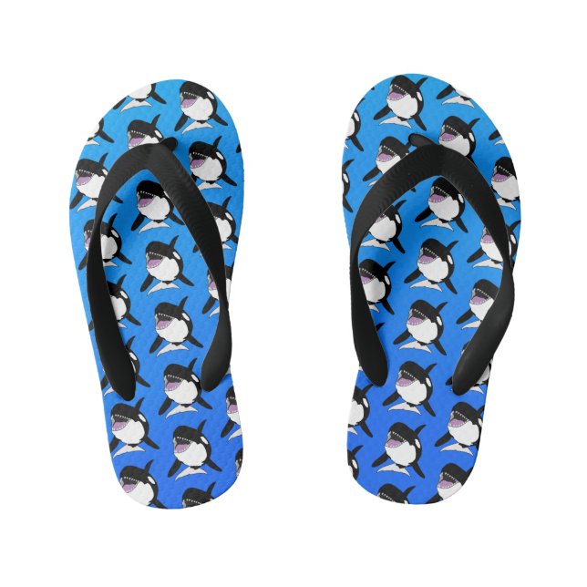Orca Killer Whale  Kid's Flip Flops (Footbed)