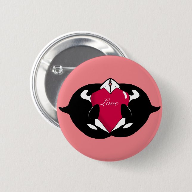 Orca Killer Whale love Button (Front & Back)