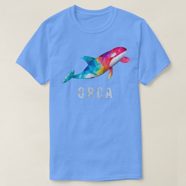 Orca Killer Whale Lovers Retro Polygonal Distresse T-Shirt (Design Front)