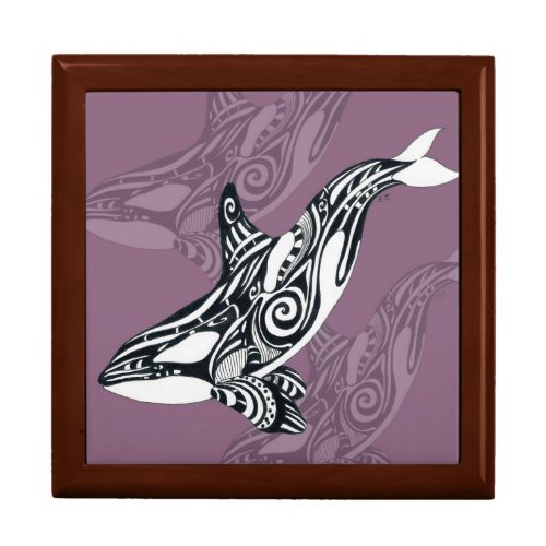 Orca Killer Whale mauve Purple Tlingit Tribal Ink Gift Box