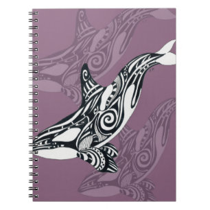 Orca Killer Whale mauve Purple Tlingit Tribal Ink Notebook
