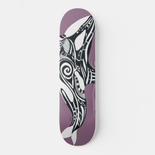 Orca Killer Whale mauve Purple Tlingit Tribal Ink Skateboard