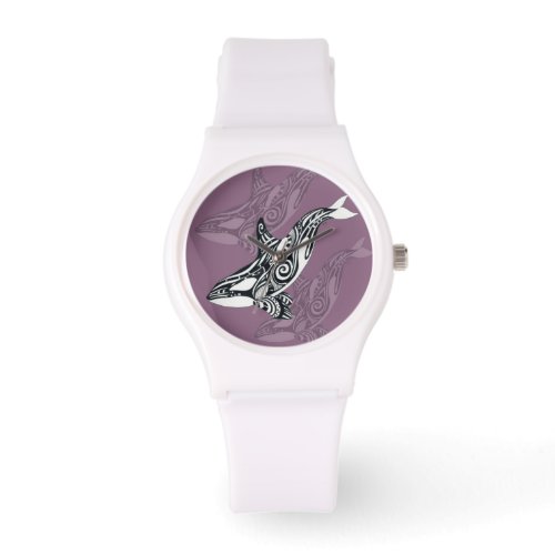 Orca Killer Whale mauve Purple Tlingit Tribal Ink Watch