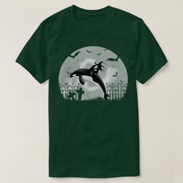 Orca Killer Whale Moonlight Funny Halloween Costum T-Shirt (Design Front)