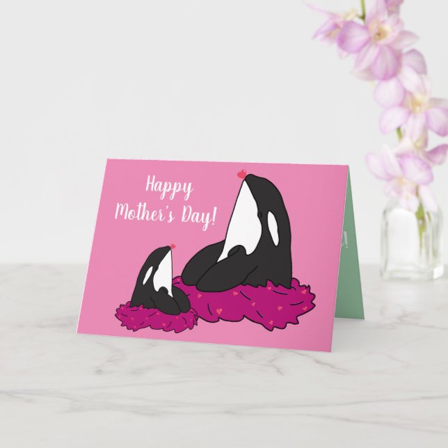Orca Killer Whale Mothers Day Card (Orchid)