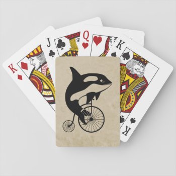 Orca Killer Whale On Vintage Bike Playing Cards by RidersByScott at Zazzle