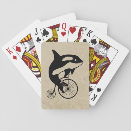Orca Killer Whale On Vintage Bike Playing Cards