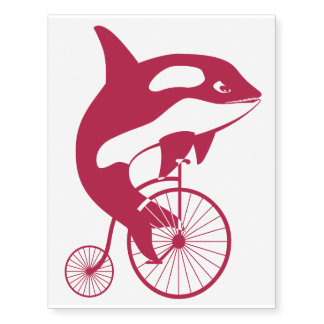 Orca Killer Whale on Vintage Bike Temporary Tattoos